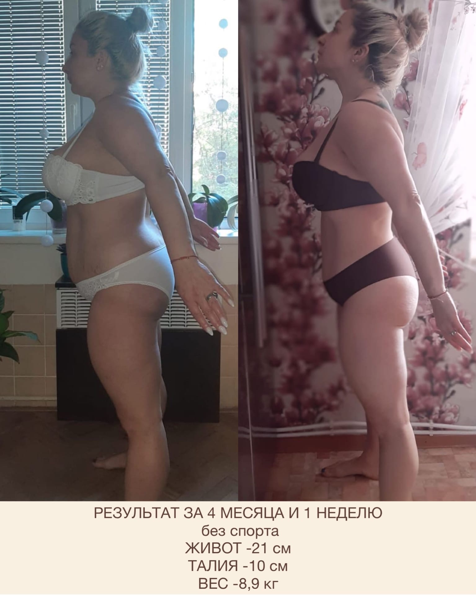 Результат участницы за четыре месяца